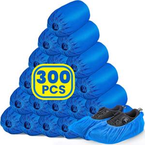 300 Pack(150 Pairs) Shoe Covers Disposable, Non-woven Fabric Shoes Covers for Indoor, Blue Durable & Reusable Disposable Boot & Shoe Covers, Larger Size Fits Various Shoes