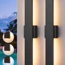 EDISHINE 23.6" Modern Outdoor Wall Lights, 3CCT & 10%-100% Dimmable, IP65 Waterproof, LED Exterior Lighting Fixtures, Linear Outdoor Wall Sconce for Porch, Patio, 2 Pack, Black