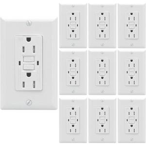 GFCI 15 Amp Self Test, Tamper TR and Weather WR Resistants Duplex Receptacle, Standard Decorative Outlet with LED Indicator, Ground Fault Circuit Interrupter, UL Listed, White (20)