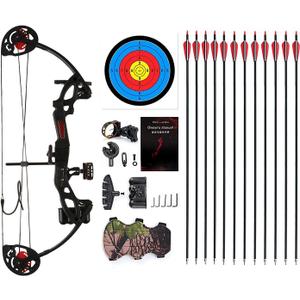 Compound Bow Archery for Youth and Beginner, Right Handed,19-28 Draw Length,15-29 Lbs Draw Weight, 260 fps