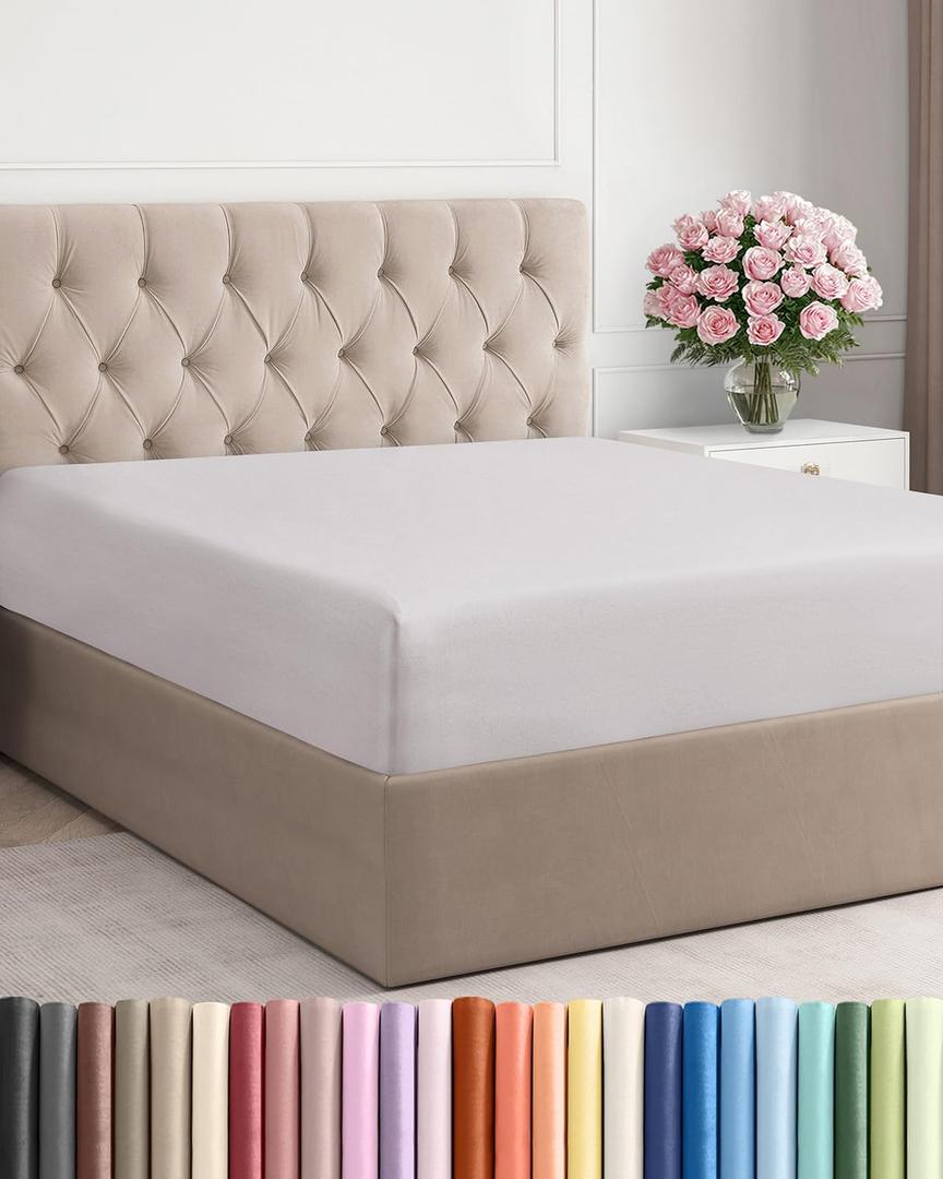 King Fitted Bed Sheet - Bottom Single Fitted Sheet Only - Soft Hotel Luxury Bedding w/ 8-16 Inch Deep Pockets - Breathable, Cooling & Wrinkle Free - Easy-Care, Fade and Shrink Resistant - French Grey