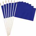 20 Pack Blue Mini Wood Stick Sublimation Flag Set,5x8 Inch Solid Color Blank Hand Held Small Miniature Plain Flags for DIY Graffiti,School,Kids Birthday,Grand Opening Decorations