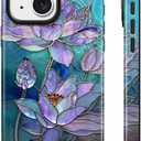 Lumen for iPhone 15 Case, Compatible with Magsafe, Green Lotus Glass Gold