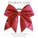 Oaoleer 6PCS 7" Large Glitter Cheer Hair Bows Ponytail Holder Elastic Band Handmade for Cheerleading Teen Girls College Sports (Glitter Red 6PCS)