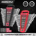 30-Piece Combination Wrench Set - Open End Wrench Set with Organizer Professional 12 Point Wrench Kit Tool for Mechanic Garages Workshops 1/4'' to 1'' & 8-22mm