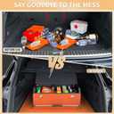 XCF Car Trunk Organizer for SUV, Collapsible Leather Car Storage Trunk Organizer with Lid and Sturdy Handle Car Trunk Leather Storage Box (Orange, 27.1 x 11.4 x 12.2in)