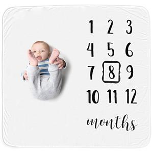 Baby Monthly Milestone Blanket, Premium 265GSM Soft Flannel Fleece Large Photography Background Blanket for Baby Boys and Girls, Photo Prop for Newborn 1 to 12 Months, for Mom, 47x47 Large