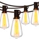 Ollny 50FT Outdoor String Lights, Shatterproof Connectable Patio Lights with 25+2 Spare ST38 Vintage Bulbs, 2200K Warm White Waterproof Outside Hanging Light for Camping Yard Gazebo Porch Balcony