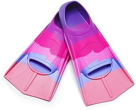 Prsca Kids Swim Fins,Short Youth Fins Swimming Flippers,Swim Training Fins for Lap Swimming,for Children Girls Boys Beginners
