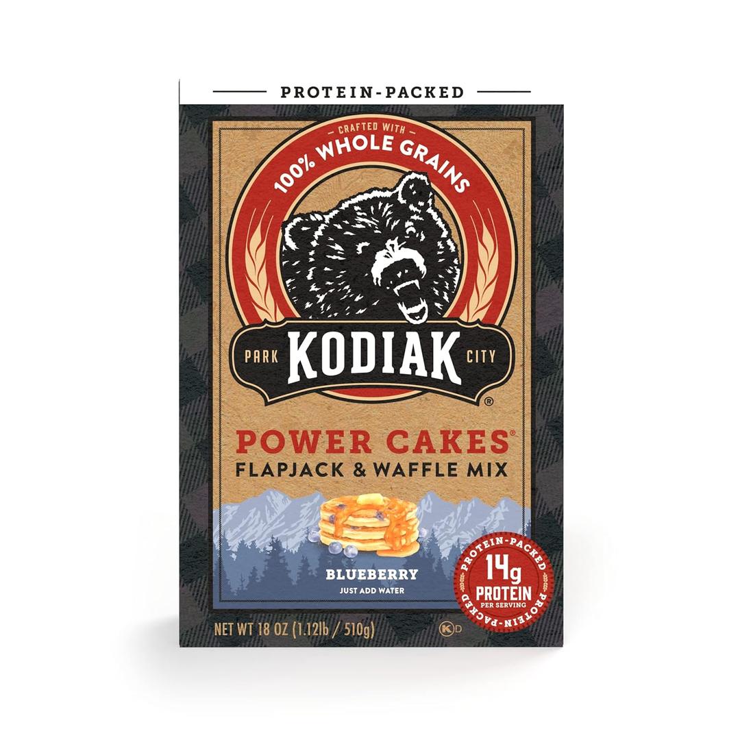 Kodiak Cakes Power Cakes, Pancake & Waffle Mix, Blueberry, High Protein,100% Whole Grains (Pack of 1), 18 Ounce