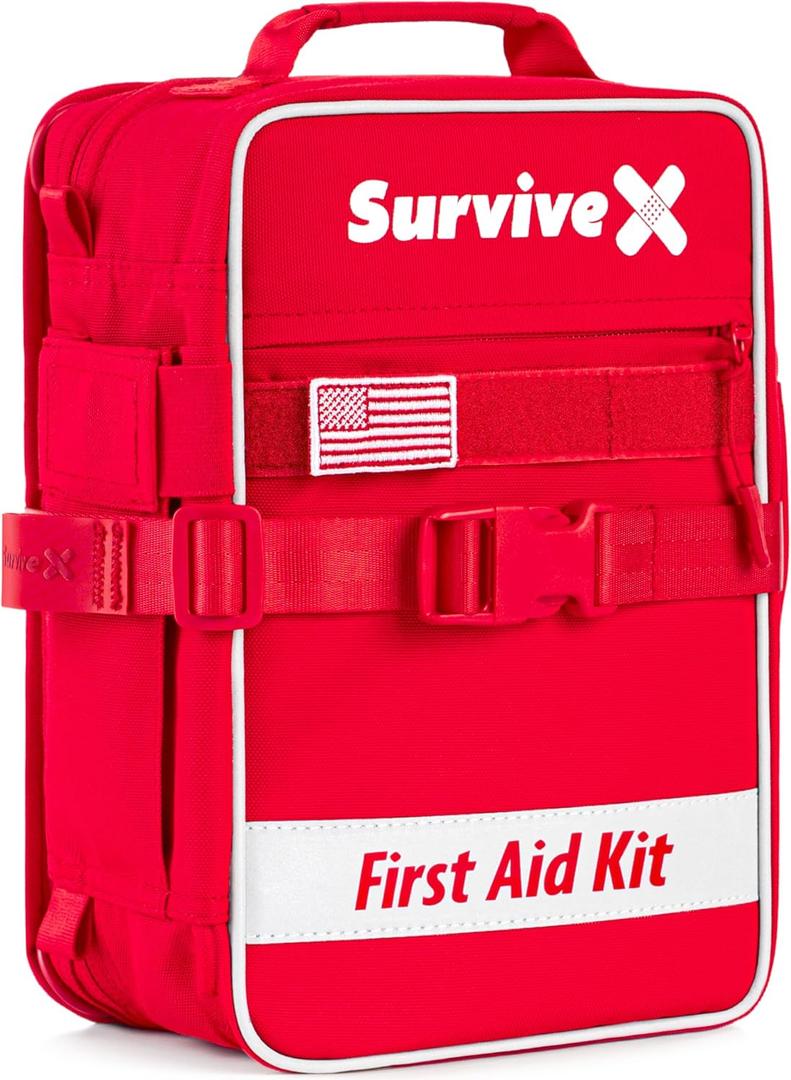 Large First Aid Kit for Car, Travel & Home - Emergency Kit for Hiking, Camping, Backpacking and Outdoors - Includes Zip Stitch Wound Closure Strips