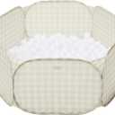 3 Sprouts Kids Ball Pit – Pop-Up Indoor Outdoor Ball Pits for Toddlers Playpen Playhouse – Large Foldable Ballpit - Active Play for Baby Babies Infants Girls Boys (Balls Not Included) - Gingham Beige