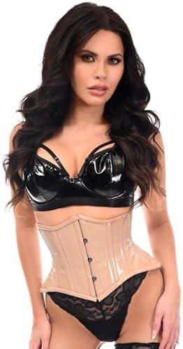 Daisy corsets Womens Top Drawer Nude Patent Steel Boned Mini Cincher Under Bust Corset XL