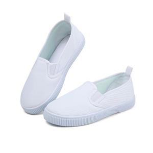 Boy's Girl's Kids White Canvas Shoes for Kids Slip-On Lightweight Sneakers Casual Skin-Friendly Walking Running Shoes(Toddler/Little Kids/Big Kids) Size 27