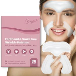 2 x Forehead Wrinkle Patches and Smile Line Patches Set | Hyaluronic Acid Aloe Collagen Vitamin E | Overnight Treatment for Fine Lines Nasolabial Folds and Facial Wrinkles | Non-Invasive Skin-Friendly