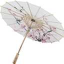 Milltrip Oiled Paper Umbrella, Handmade Chinese Plum Blossomm Parasol, Retractable & Rainproof, 21.7 for Weddings, Photography, Cosplay, Dance Props, Asian Decor, with Elegant Wooden Handle