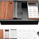 28 Inch Undermount Kitchen Sink Black - 16 Gauge Black Satainless Steel Kitchen Sink Undermount 28x18,10 Inch Deep Single Bowl Workstation Sinks with Accessories