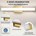 Modern LED Bathroom Vanity Light 24 inch 18W Dimmable 3CCT Bathroom Light Fixture Over Mirror Rectangle Bath Vanity Light Bar with Double Layer Acrylic Shade (Golden)