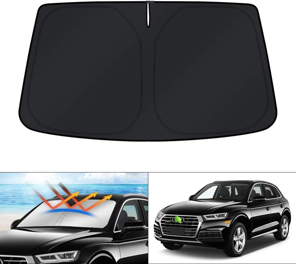 KUST Custom Fit Windshield Sun Shade for Audi Q5 Accessories 2018-2024 2025 Window Shade Sun Visor Protector Foldable Blocks UV Rays Keep Your Car Cooler