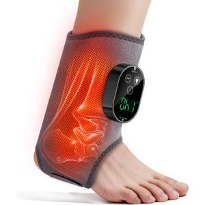 Foot Massager for Neuropathy, Ankle Massager for Pain Relief, Heated Ankle Wrap Heating Pad with Massage for Circulation