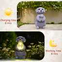 Dog Garden Statues - 8.4 Dog Decor with Gazing Ball LED Lights, Unique Gifts for Mom Grandma Birthdays, Outdoor Decor for Outside Lawn Porch Patio (Gray)