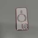 Magnetic Glitter Diamond for iPhone 12 Case[Compatible with MagSafe] Sparkle Rhinestone Camera Lens Protector Plated,Crtstal Clear Slim Military Drop Shockproof Cover for Women,Pink