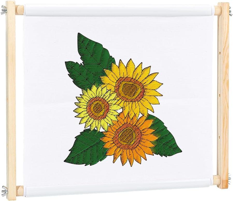 FINGERINSPIRE Wood Needlework Frame 17.3x13.8 Rectangle Cross Stitch Frame Adjustable Wooden Needlepoint Stretcher Frame Needlepoint Embroidery Tapestry Scroll Frame for Stitch Needlepoint Scroll