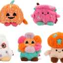 BumBumz 4.5-inch Groovy SpookyBumz Plush 5-Pack - Groovy Cauldron, Spooky Mushroom, Disco JackoLantern, Jack O Flower, and a Ghost - from The Makers of Original Squishmallows