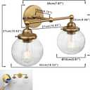 Yosoan 2-Light Indoor Boho Vanity Wall Sconce with Striped Round Glass, Brass Gold Modern Hardwired Vintage Industrial Wall Mount Farmhouse Retro Ribbed Shade for Bathroom Kitchen Bedroom(Antique), Large