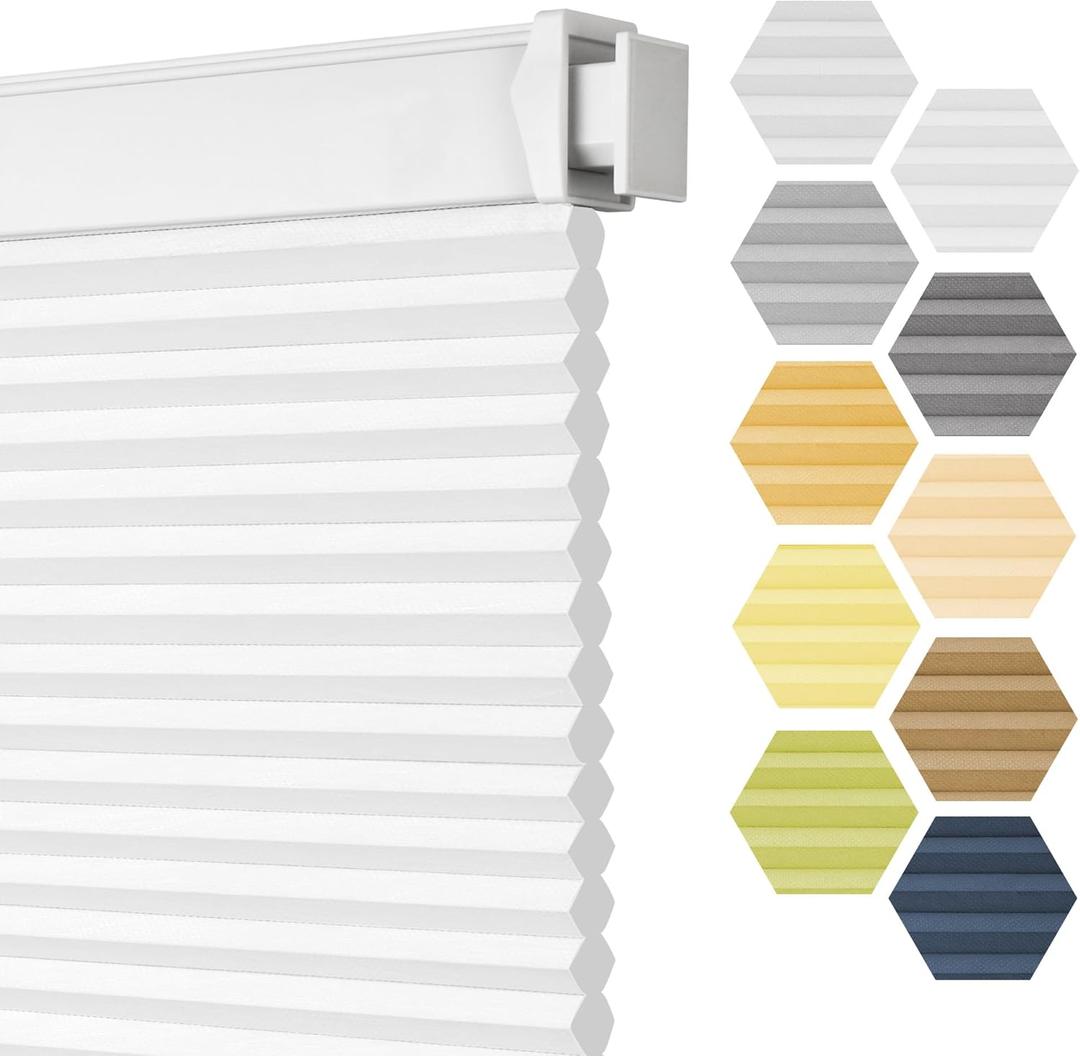Grandekor Blackout Cordless Cellular Shades No Drill,Honeycomb Blinds for Indoor Windows,UV Protection Privacy No Drill Blinds for Home,Door,Customization (Customized-light Filtering)