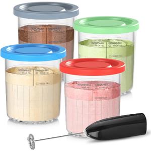 Pint Containers Replacement for Ninja Creami Deluxe Pints and Lids - 4 pack, 24OZ XL Cups Compatible with Ninja Creami 11-in-1 Ice Cream Maker NC500 NC501 Series (Deluxe-Grey/Red/Blue/Mint) Pint Containers Replacement for Ninja Creami Deluxe Pints and Lids - 4 pack, 24OZ XL Cups Compatible with Ninja Creami 11-in-1 Ice Cream Maker NC500 NC501 Series (Deluxe-Grey/Red/Blue/Mint)