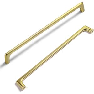 Goo-Ki Brushed Gold Cabinet Pulls with 10''(256mm) Hole Centers, Modern Style Zinc Alloy Cabinet Handles for Dresser,Wardrobe,Cupboard- 2 Pack