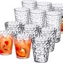 Amazing Abby Iceberg 16-Ounce and 24-Ounce Tumblers (Set of 12), Clear Drinking Glasses, Reusable Plastic Cups, Stackable, BPA-Free, Shatter-Proof, Dishwasher-Safe