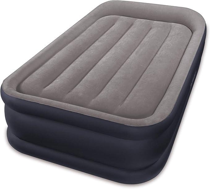 Intex Deluxe Pillow Rest Raised Air Mattress, Model AP619D, Gray Twin Size