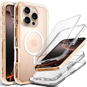 Coolwee Full Protective for iPhone 16 Pro Max Case, Compatible with MagSafe, Crystal Clear for Men Women, Hybrid 3 Layers Heavy Duty Rugged Shockproof Hard Case for iPhone 16 ProMax, Transparent