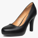 Trary Women's Heels for Women, Black Heels White Heels Brown Heels Nude Heels, Low Platform Heels, IN3.2 High Heel Closed Round Toe Pumps Dress Office Wedding Shoes for Women Size 9