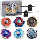 Gyros 6 Pieces Pack, Battling Tops Metal Fusion Starter Set with Stickers Two Launchers Gift Idea Toys for Boys Kids Children Age 6+…, 6pcs