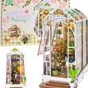 Book Nook Kit for Adults, Miniature House Kit Doll House DIY Crafts for Adult Teen, Tiny House Bookshelf Decor with LED Light, 3D Puzzle Book Ends Garden House Birthday Gift for Women Friends