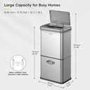 EKO Vintage 50L / 13.2 Gallon Motion Sensor Trash Can, Dual Compartment 32L + 18L Stainless Steel Kitchen Garbage Bin, Touchless Automatic Waste & Recycling Bin with Lid for Home or Office
