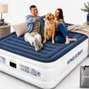 KINGJERRY Air Mattress Queen with Built in Pump, Soft Dual-Layer Design | 800 lbs Stable Support, Upgraded Flocked Surface Design, 3-Minute One-Touch Inflation, Portable for Home Guests and Camping