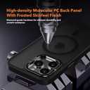 Designed for iPhone 15 Pro Max Case, Compatible with Mag-Safe, Frosted Translucent Slim Case with Built-in Aluminum Alloy Lens Bracket, Military-Grade Drop Protection with Airbag Corners, Black