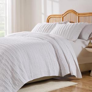 Barefoot Bungalow - GL-1812AMSQ Giulia Quilt Set, Full/Queen, Gray