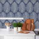Fititem 393inL 17.3inW Blue Peel and Stick Wallpaper Coastal Boho Blue Contact Paper Cabinets Ocean Beach Modern Contact Paper Removable Self-Adhesive Waterproof Wallpaper for Bathroom Bedroom Dark