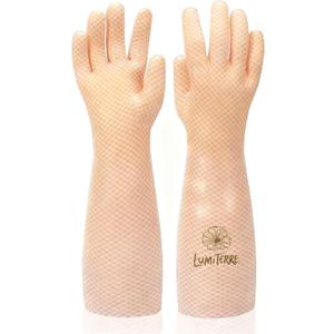 16-Inch Waterproof Gloves for Kitchen & Car Wash - Thermal Fleece Lined, Heat Resistant to 212F, Long Cuff, Reusable & Hypoallergenic(cleaning gloves Orange, L)