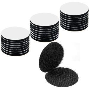 Fantasyon 24 Pairs 1.5 Inch Round Hook and Loop Dots, Double Sided Self Adhesive Tape Black Hook and Loop Fasteners Nylon Sticky Dots for Home Office Wall Decor Carpet Gripper Tools