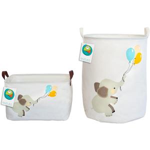 KAZULO Elephant Baskets 2 Pack Set, Kids Laundry Baskets, Baby Hamper for Nursery, Laundry Hamper (Elephant and Balloons Bundle)