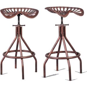 Diwhy Rustic Farmhouse Barstool Tractor Seat Adjustable Bar Stool Industrial Pub Stool Copper Set of 2
