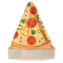 60Pcs Pizza Paper Plates 8" x 10" Disposable Triangle Pizza Slice Shaped Paper Plates Italy Pizza Night Slice Slice Baby Shower Decorations for Horror Game Spooky Bear Themed Birthday Party Supplies