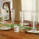 Hurricane Candle Holder Thickened Ribbed Cylinder Covers Taper Candle Sticks Holder Glass Tall Candlesticks Holders Centerpiece for Wedding Dining Table, 10 Pcs
