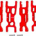 Metal Front & Rear Suspension Arms A-Arms Set Compatible with Losi 1/18 Mini-T 2.0 2WD Stadium RC Truck Hop-Up Parts (Red)